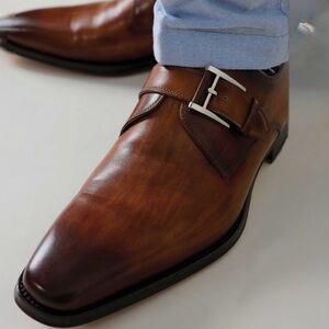 Magnanni🔴cognac leather monk strap shoes men’s Size 8.5 gently used